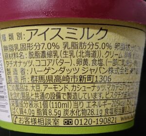 ハーゲンダッツ ヘーゼルナッツ ミルク カロリー